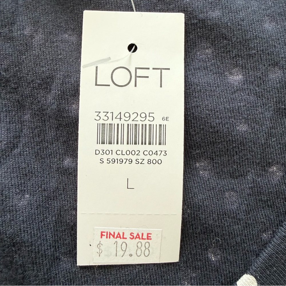 NWT-LOFT Woman’s Navy and White Polka Dot Tank Top 100% Cotton - Picture 6 of 8